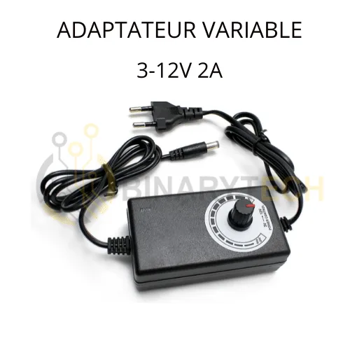 Adaptateur variable avec Afficheur 3-12V 2A